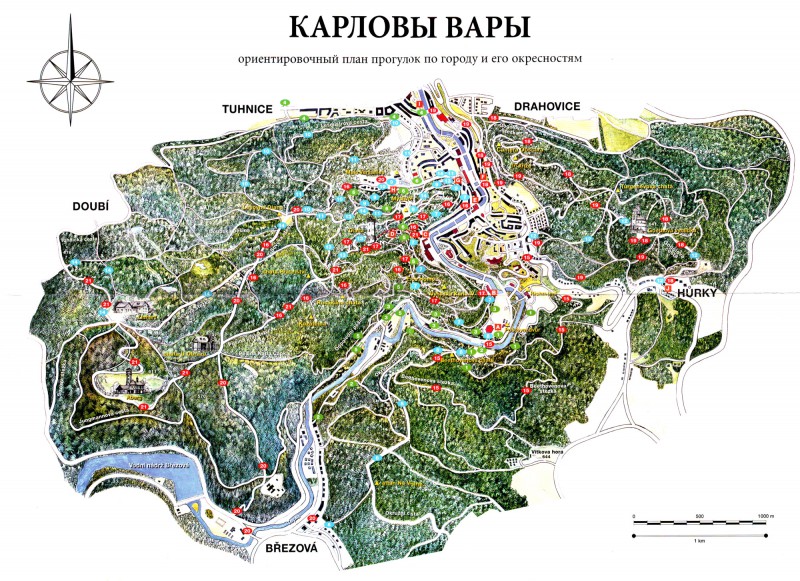 Карловы Вары карта прогулок
